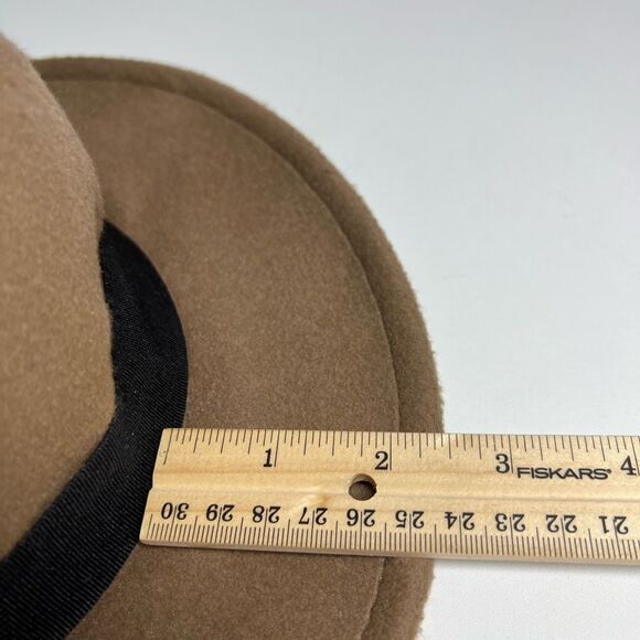 H&M Large Felt Flat Brim Fedora Winter Cap Wide Matching Hat Band Sz M/58 - Picture 2 of 7
